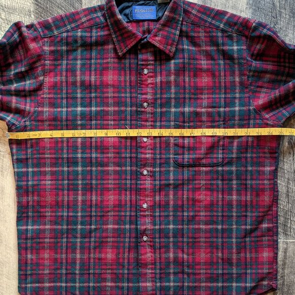 Pendleton Vintage Plaid Wool Button-Up Shirt Red XL - Picture 6 of 6